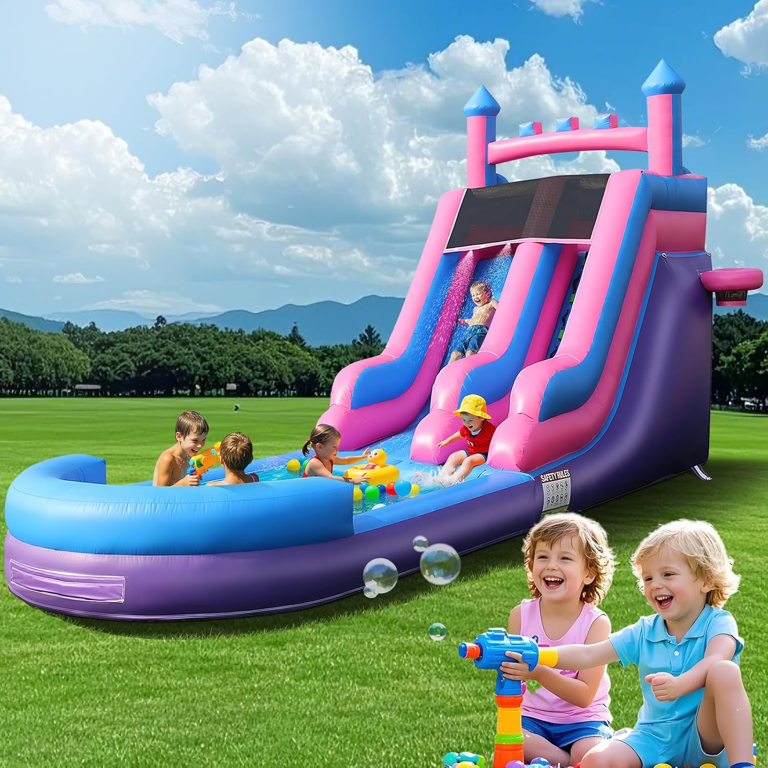 Kids Outdoor Inflatable Water Slide - Toboggan aquatique gonflable robuste de 26,2