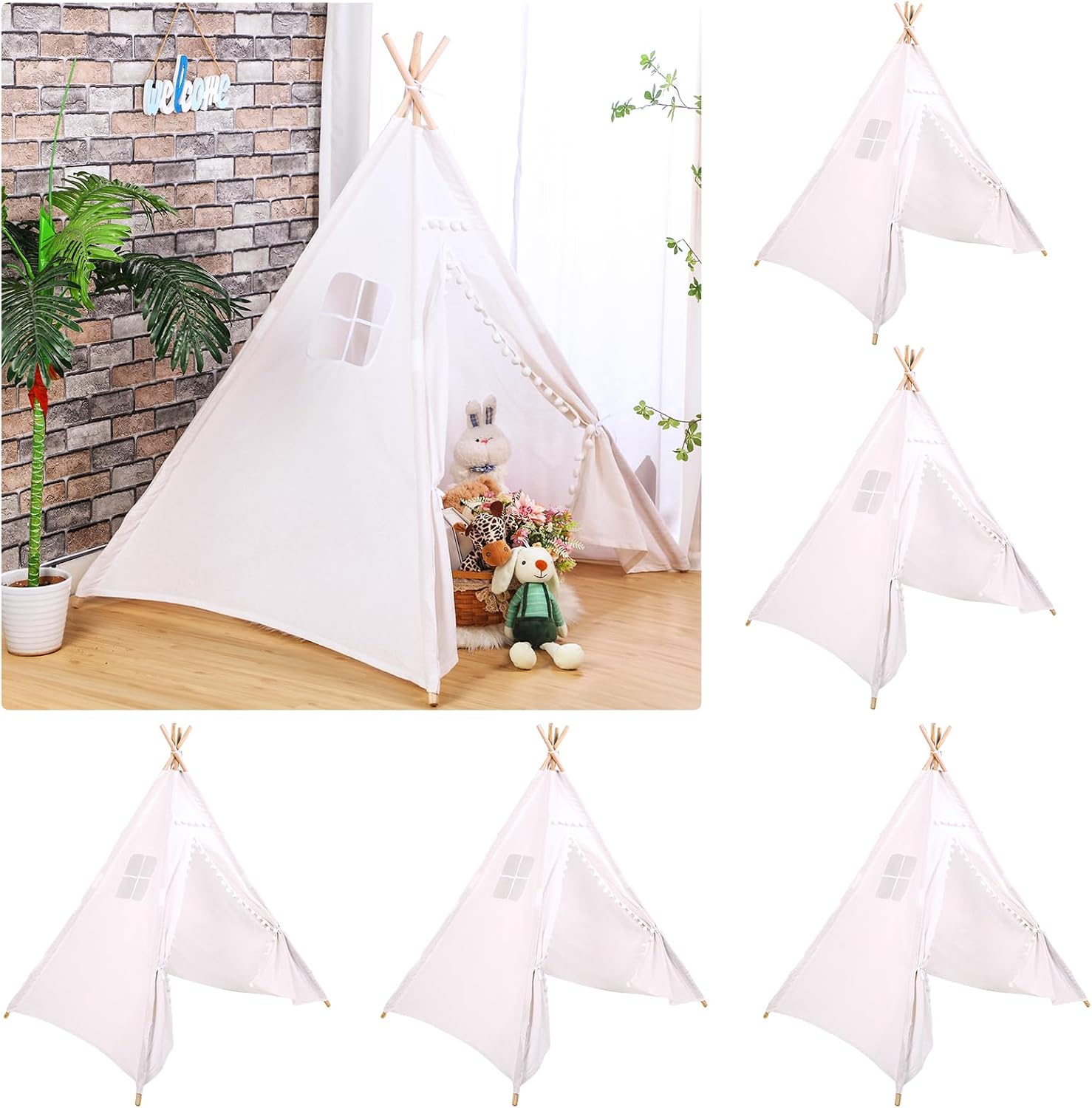 Kids Outdoor Teepee - Windyun 6 pièces Tente Tipi pour