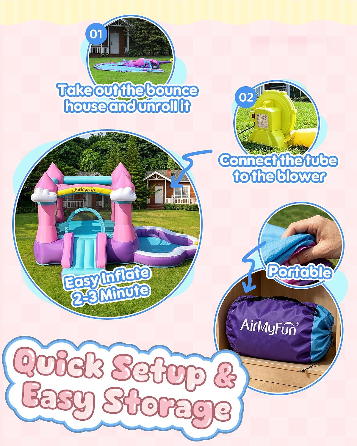 Château gonflable rose pour en - Kids Outdoor Inflatable Water Slide avis et prix