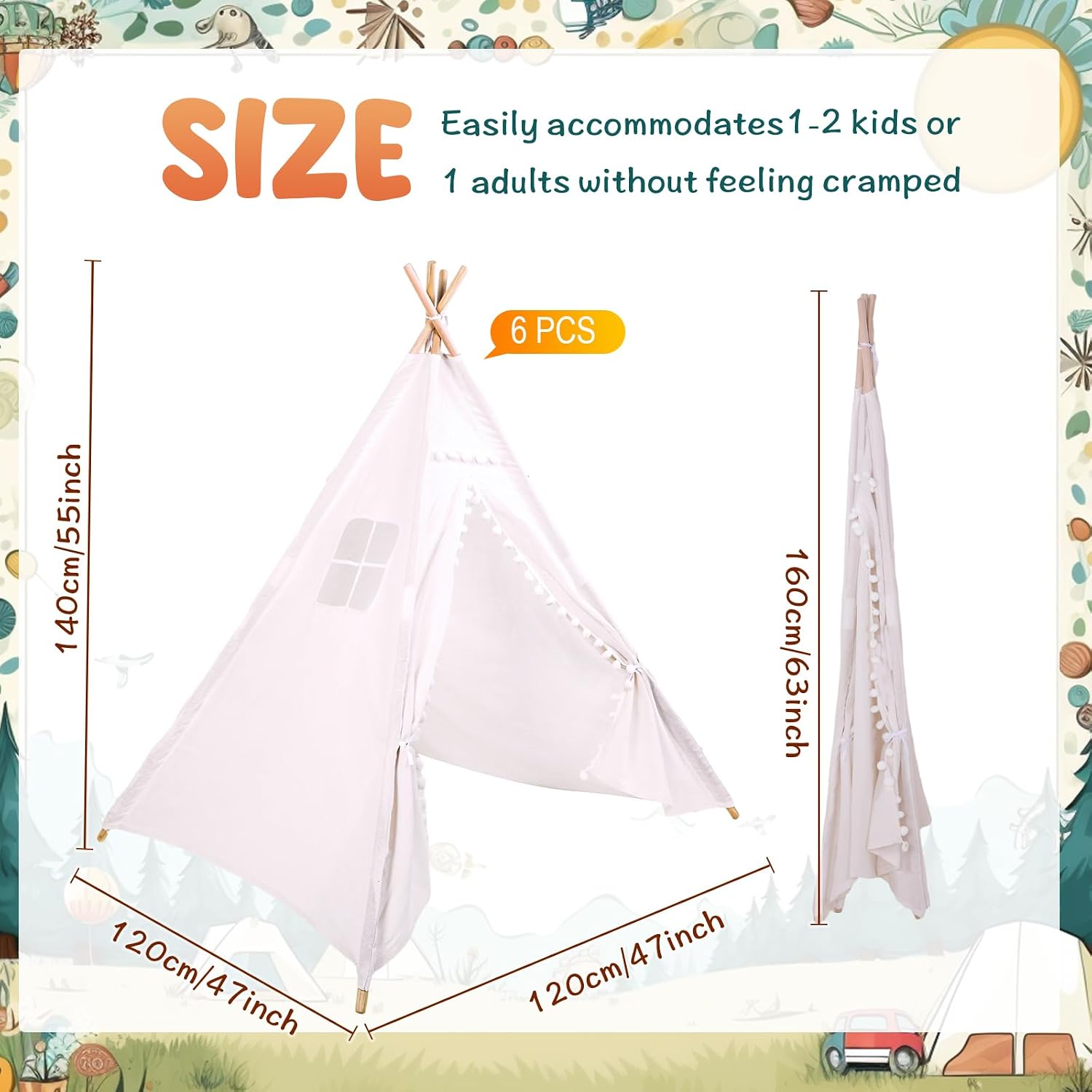 Windyun 6 pièces Tente Tipi po - Kids Outdoor Teepee avis et prix