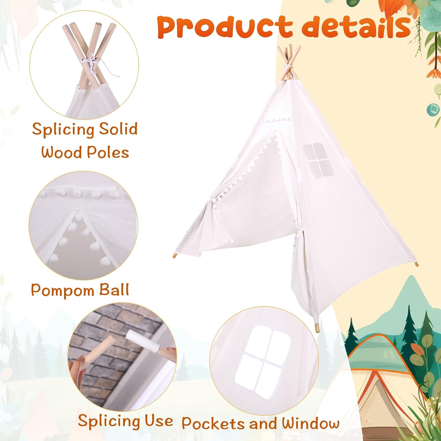 Windyun 6 pièces Tente Tipi po - Kids Outdoor Teepee avis et prix